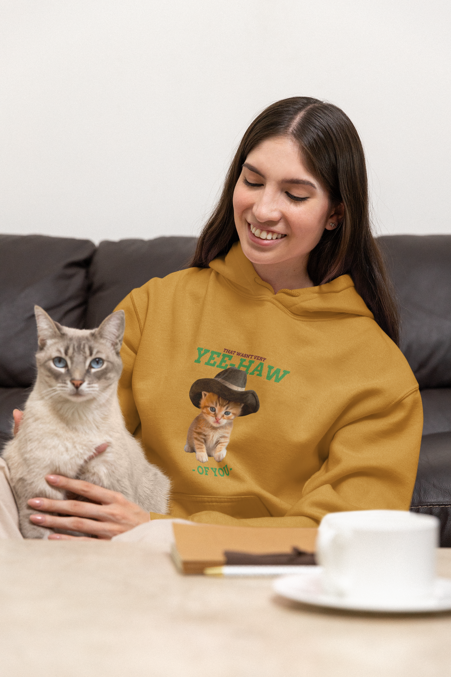Yee Haw Cat Hoodie Unisex 100% Cotton