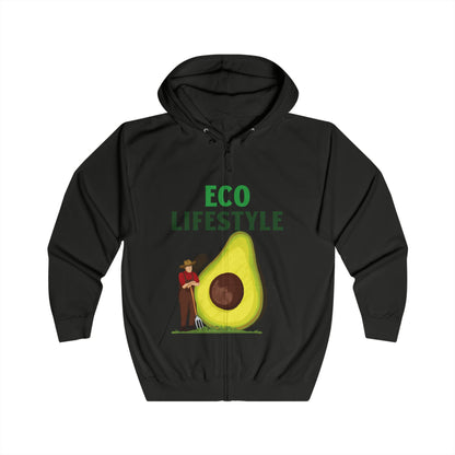 Eco Lifestyle Unisex Full Zip Hoodie | Casual Wear for Eco-Conscious Individuals | Sustainable Fashion, Avocado Design,